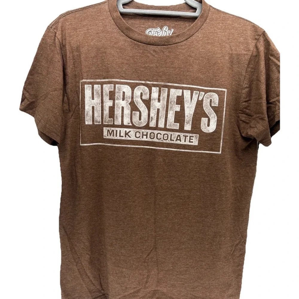 Hershey's Chocolate Men's M Brown T-Shirt Graphic Logo Crew Neck Trendy